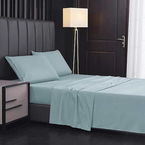 4-teiliges Bettlaken-Set, superweiche Mikrofaser, luxuriöse ägyptische Hotellaken, 14/18 Zoll tief, knitterfrei Image