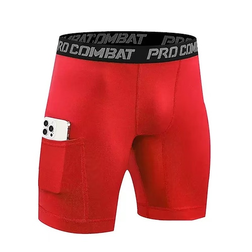 Herren Kurze Hosen Laufshorts Tights Running Laufshorts Tights Kurze Hosen Yogashorts Spandex-Shorts mit handytasche Hohe Taille Basisschicht Sportlich Sommer Frühling Spandex 4-Wege-Stretch Image