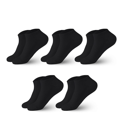 Herren 5er Pack Mehrfachpackungen Socken Socken Stricken Laufsport Socken Freizeitsocken Versteckte Socken Strumpfwaren Schwarz Weiß Farbe Glatt Sport Natur Casual Täglich Grundlegend Mittel Image
