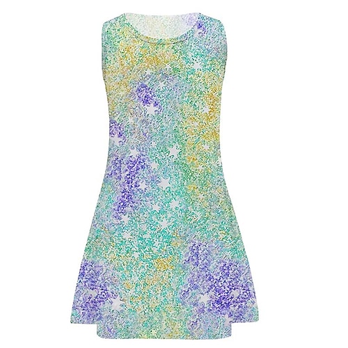 Mädchen' 3D Graphic Kleid Ärmellos 3D-Druck Sommer Frühling Urlaub Täglich Festtage Kuschelig Brautkleider schlicht Süß kinderkleidung 3-10 Jahre Trägerkleid A Linie Kleid Übers Knie Regular Fit Image