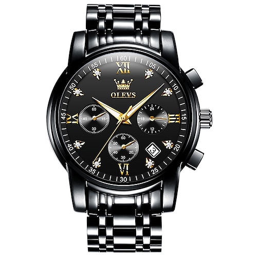 OLEVS Quarzuhren für Herren Analog Quarz Klassisch Mode Stilvoll Klassisch Weihnachten Großes Ziffernblatt Tag Datum Metall Edelstahl Mode