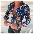 Herrenhemden Langarm Blumendruck Hemd Casual Camisa Masculina Herbst Winter Passform Slim Top Hawaiian