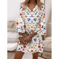 Damen Minikleid Halbformelles Kleid Minikleid Sommerkleid A Linie Kleid Mode Klassisch Modern Rüschenärmel Ausgestellter Ärmel Urlaub Täglich Ferien Normale Passform Blumen Grafik Blatt Dreiviertelarm