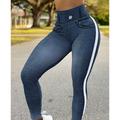 damen mode strumpfhose leggings knöchellang hose lässig wochenende dehnbar einfarbig bauchregulierung po-straffung hohe taille skinny dunkelblau 2xl