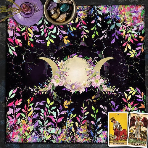 Tarot-Tischdecke für Spiele, Altardecke, Hexerei-Astrologie-Dekor, Orakelkarten-Unterlage, Tarot-Matte, Hexer-Dekor, Partygeschenke, Party-Geschenk-Dekor, Partyzubehör, magische Kunst, Wahrsagerei Image