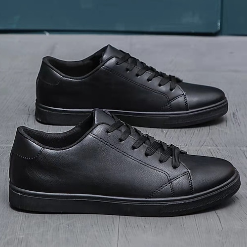 Herren Damen Turnschuhe Weiße Schuhe Wanderschuhe Brautkleider schlicht Täglich Kunstleder Komfortabel Schnürsenkel weiß schwarz Schwarz Weiß Frühling Herbst Image