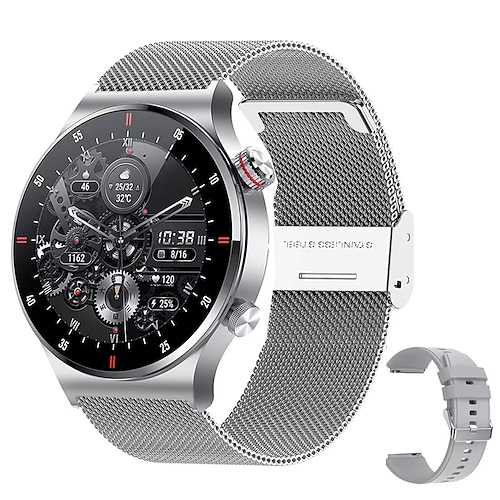 iMosi QW32 Smartwatch 1.28 Zoll Smartwatch Fitnessuhr Bluetooth EKG PPG Schrittzähler Anruferinnerung Kompatibel mit Android iOS Damen Herren Freisprechanlage Wasserdicht Mediensteuerung IP 67 46mm Image