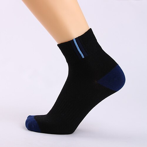 Herren 5 Paare Socken Socken Stricken Hellgelb Schwarz Farbe Farbblock Freizeitskleidung Urlaub Wochenende Mittel Herbst Winter Warm-Ups Image