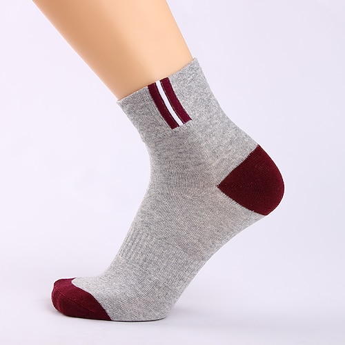 Herren 5 Paare Socken Socken Stricken Hellgelb Schwarz Farbe Farbblock Freizeitskleidung Urlaub Wochenende Mittel Herbst Winter Warm-Ups Image