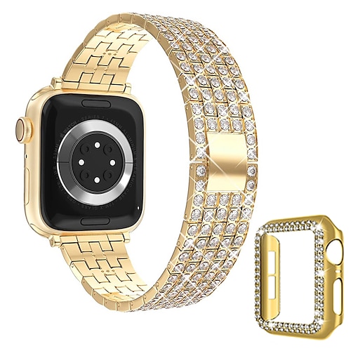 Schmuck Armband Kompatibel mit Apple Watch Armband 38mm 40mm 41mm 42mm 44mm 45mm 49mm mit Fall Damen Bling-Diamant Edelstahl Strass Ersatzarmband für iwatch Ultra 2 Series 9 8 7 SE 6 5 4 3 2 1 Image