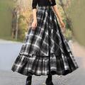 Damen Rock Schaukel Arbeitsröcke Langer Rock Maxi Röcke Rüsche Bedruckt Plaid Weihnachten Täglich Herbst Polyester Baumwollmischung Modisch Sommer Schwarz Rote Fuchsie Grau