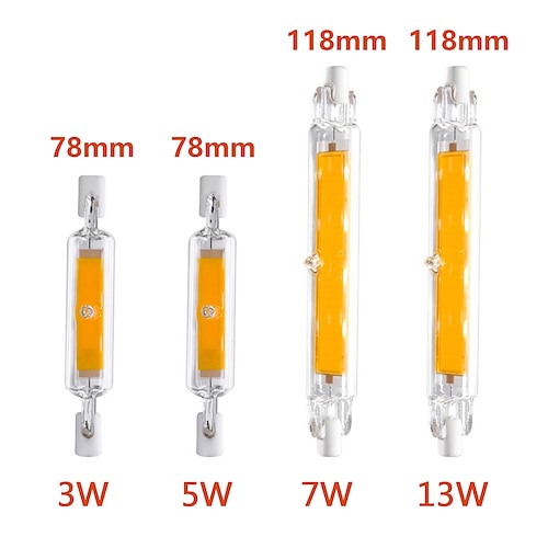 r7s led cob glühbirne 78mm 3w 5w 118mm 7w 12w j78 j118 doppelseitiges flutlicht landschaftslichter warm kaltweiß ac 110v 220v Image