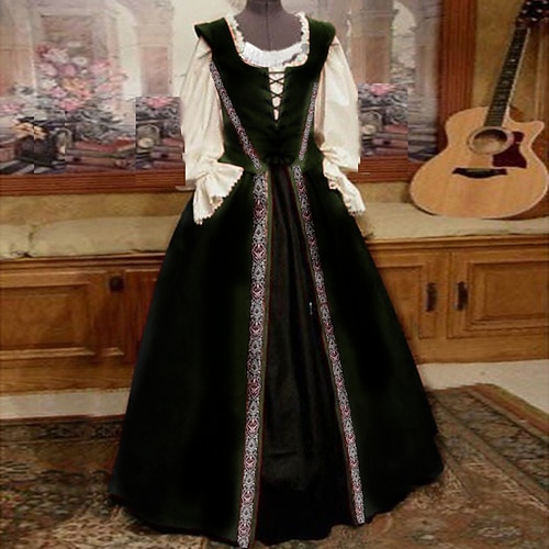 Retro Vintage Viktorianisch Mittelalterlich Kleid Bluse / Hemd Maskerade Dame Wikinger Outlander Übergrössen Kostüm Damen königlich Halloween Karneval Maskerade Party Halloween Erwachsene Bluse Kleid Image