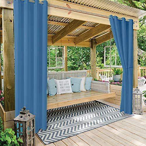 Wasserdichter Outdoor Vorhang für den Außenbereich, Schiebevorhang für Terrassen, Bauernhausvorhänge, Pergola-Vorhänge mit Öse für Pavillon, Balkon, Veranda, Party, Hotel, 1 Paneel Image