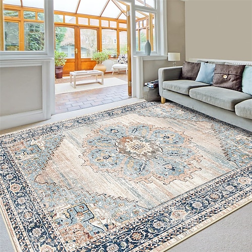 Mandala-Bohemien-Boho-Läuferteppich, rutschfeste Bodenmatte, Nachttisch, Wohnzimmer, Schlafzimmer, drinnen und draußen Image