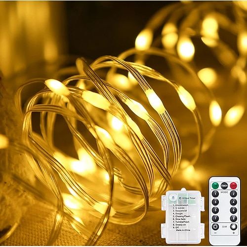 LED-Lichterketten 5m 10m Batterie/USB-betriebene Fernbedienung Timer funkelnde Lichterketten 8 Modi Glühwürmchen-Lichter Image
