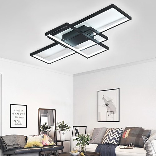 90cm LED Deckenleuchten 3-Licht Linear Unterputz Umgebungslicht dimmbar lackierte Oberflächen Metall Aluminium geometrisches Muster modern einfach nur mit Fernbedienung dimmbar Image