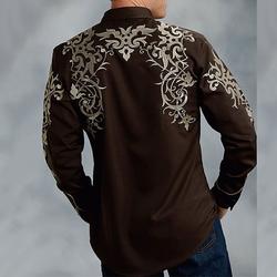Herren Blumen Totem Hemd Westernhemd Cowboy-Shirt Langarm Mode Designer Lässig Outdoor Ferien Herbst Winter Umlegekragen Druck Button-Down Schwarz Rote Blau Purpur Grün