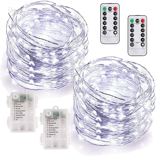 LED Lichterkette 5M 50LEDs mit Fernbedienung Timer Wasserdicht Batteriebetriebene Feenlichter für Innen Außen Schlafzimmer Dekor Mehrfarbig Image