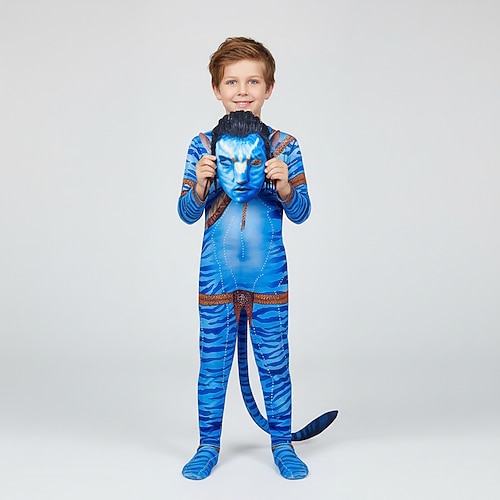 Jake Sully Zentai-Anzüge Cosplay Kostüm Maske Jungen Mädchen Kinder Teenager Karneval Kindertag Image