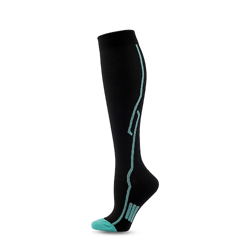 Herren Damen Kompressionssocken Mannschaftssocken Radsocken Fahrradsocken Sportsocken Rennrad Geländerad Fahhrad / Radsport Atmungsaktiv Weich Komfortabel 1 Paar Streifen Nylon Gelb Blau Schwarz Weiß Image