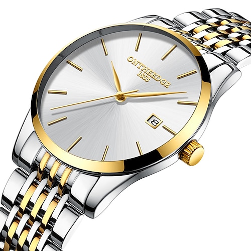 Ultra-dünne Herren Quarz Uhr Herren Analog Luxus Minimalistische klassische Armbanduhr Wasserdicht Kalender Chronograph Edelstahl Uhren