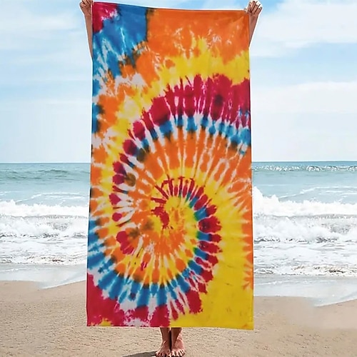 Batik-Strandtuch, sandfreie Hippie-Strandtücher in Übergröße, superweiches großes Badetuch, wasserabsorbierendes Badetuch für Männer, Frauen, Reisen, Schwimmen, Camp, 81,3 x 162,6 cm Image