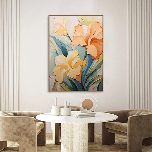 handgemaltes 3D-Blumen-Ölgemälde auf Leinwand, handgefertigt, cremige strukturierte Wandkunst, abstrakte Blumenmalerei, Kunst für Wohnzimmer, Wandkunst, Geschenk für sie, Gänseblümchen-Blumengemälde Image