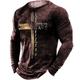 Herren T Shirt Tee Graphic Tee Distressed T Shirt Templar Cross Graphic Prints Cross Crew Neck Schwarz Rot Braun Grün Silber Schwarz 3D Print Outdoor Daily Long Sleeve Print Kleidung