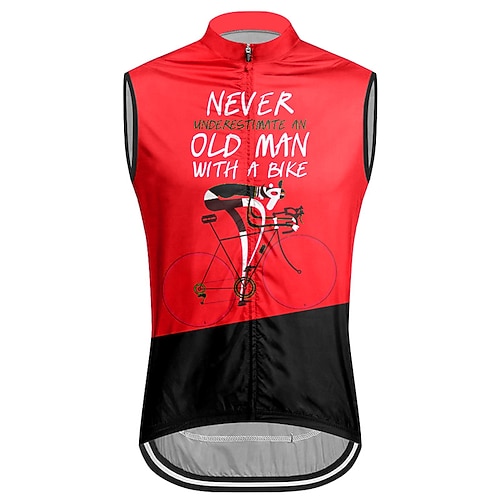 Herren Fahrradweste Radtrikot Grafik Buchstaben Zahlen Lustig Ärmellos Fahhrad Weste / Gilet Oberteil mit 3 Gesäßtaschen Mountainbike MTB Straßenradsport Schnelltrocknend Rückentasche Image