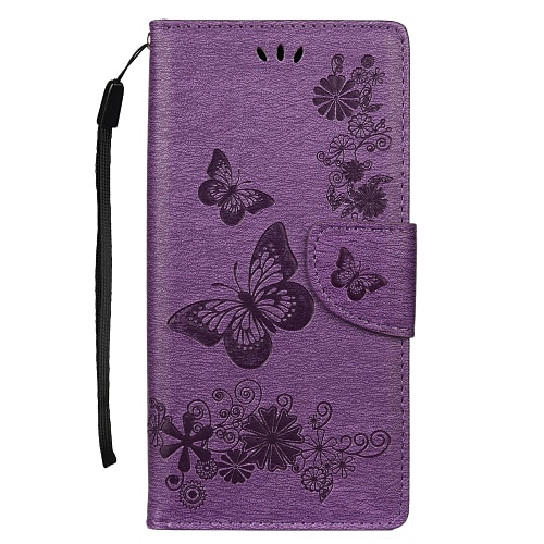 Handy Hülle Handyhüllen Für Samsung Galaxy S26 Ultra Plus S25 S24 S23 S22 S21 FE S21 Ultra Plus A54 A12 Brieftaschenhülle Flip-Cover Mit Ständer Kartenhalter Mit Handgelenkschlaufe Schmetterling Image
