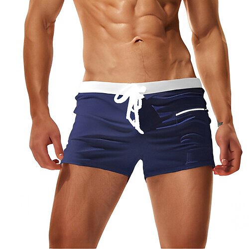 Herren Badehosen Bademode Boxer-Badeshorts Schnürung mit Mesh-Futter Einfarbig Tropisch Schnelltrocknend Ferien Schwimmbad Sportlich Basic Schlank Hellblau Schwarz
