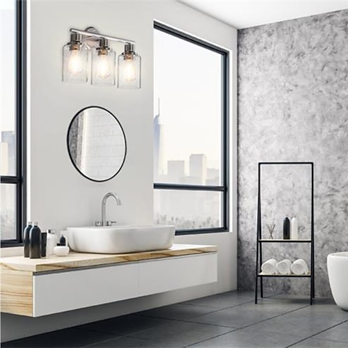 badezimmerbeleuchtung waschtischleuchte 3 lichter wandleuchte beleuchtung messing gebürstet badezimmerleuchte mit klarem glasschirm badezimmer wandleuchte wandleuchte für spiegel küche Image