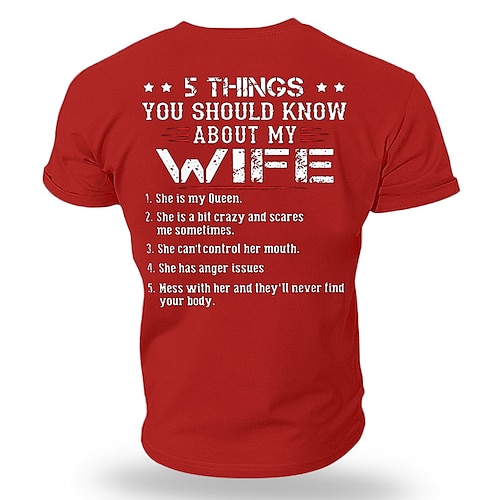 Lustiges Herren Grafik T-Shirt - 5 Dinge die du über meine Frau wissen solltest Geschenk Tee für Ehemänner Image
