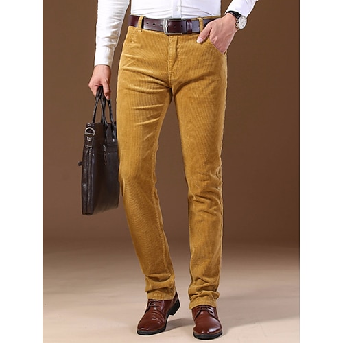 Herren Anzughosen Cordhose Winterhose Hose Hosen Anzughose Tasche Glatt Komfort Atmungsaktiv Outdoor Täglich Ausgehen Modisch Brautkleider schlicht Cachi scuro Schwarz Image