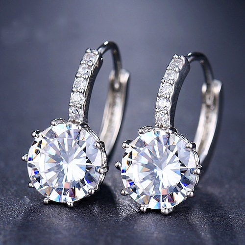 2 Stück Ohrstecker Kreolen For Damen Kubikzirkonia Citrin Hochzeit Party Lässig Zirkon Legierung Solitär Rund Abschlußfeier Image