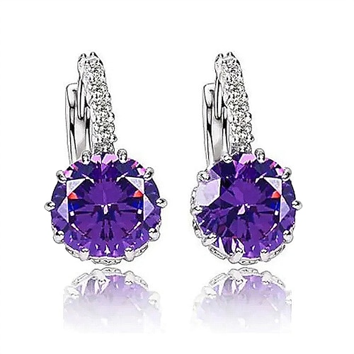 2 Stück Ohrstecker Kreolen For Damen Kubikzirkonia Citrin Hochzeit Party Lässig Zirkon Legierung Solitär Rund Abschlußfeier Image