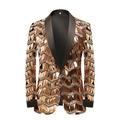 Herren Pailletten Party Blazer Blazer Retro 70er Jahre Disco Blazer Sparkle Shinny Jacke Outfit Regular Fit Gold 2024