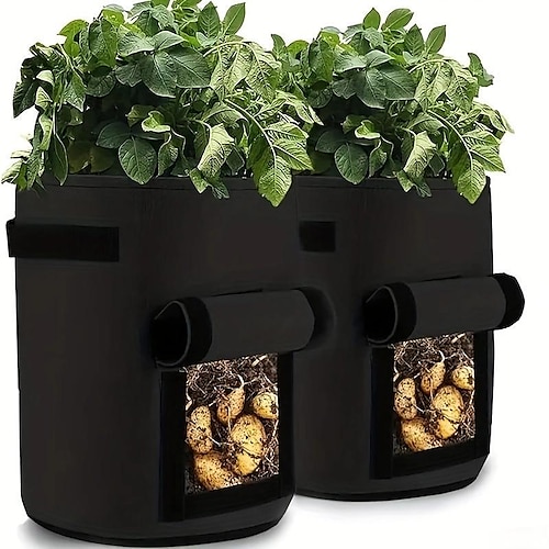 2 stücke kartoffel wachsen beutel 4/7/10 gallon aufblasbare wasserdichte stoff süßkartoffel pflanzer fenster gemüse erdnuss wachsen box kindergarten garten eimer Image