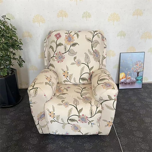 Relaxsessel-Bezüge, Schonbezüge, superelastisch, mit Blumenmuster, rutschfest, 1-Sitzer-Sofabezug, Lazy Boy-Stuhlbezüge, Möbelschutz mit Seitentasche für das Wohnzimmer Image