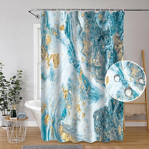 Duschvorhang mit Haken 200 cm hoch duschvorhang waschbar Polyester Wasserfest Marmor abstraktes Muster Image