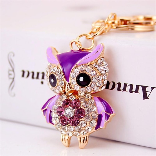 schöne eule keychain strass kristall schlüsselring schlüsselanhänger tasche charme anhänger geschenk Image