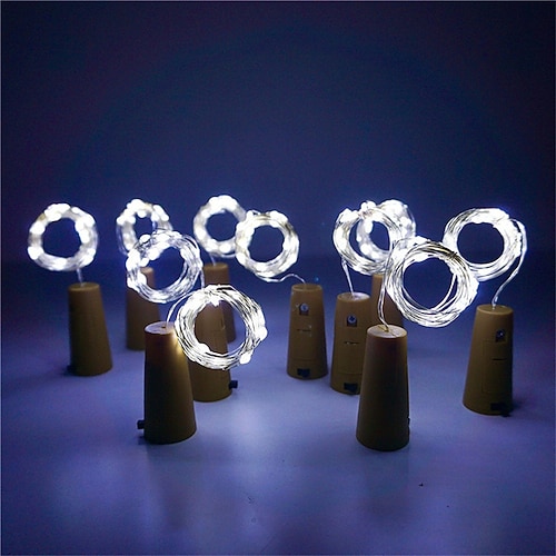 Solarbetriebene Weinflaschenkorken-Festival-Außenlichtgirlandenbeleuchtung, Außenlichterkette, 2 m, 20 LEDs, Kupferdraht-Lichterkette Image