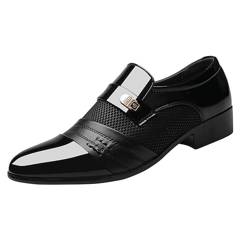 Herrenschuhe aus Leder mit geprägtem Krokodilmuster und schwarzen Akzenten für formelle und geschäftliche Anlässe Image