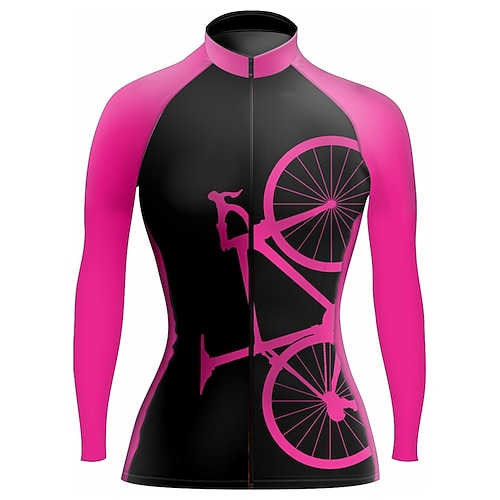Damen Radtrikot Grafik Lustig Langarm Fahhrad Trikot Oberteil mit 3 Gesäßtaschen Mountainbike MTB Straßenradsport Schnelltrocknend Reflektierende Streifen Rückentasche Feuchtigkeitsableitend Sport Image