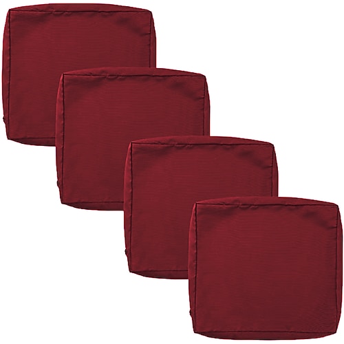 4 Stück wasserdichte Sitzkissenbezüge für den Außenbereich, Terrasse, Garten, gestreift, wasserabweisend, schlicht, quadratisch, Reißverschluss, traditionell, klassisch, einfarbig Image