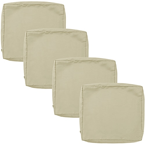 4 Stück wasserdichte Sitzkissenbezüge für den Außenbereich, Terrasse, Garten, gestreift, wasserabweisend, schlicht, quadratisch, Reißverschluss, traditionell, klassisch, einfarbig Image