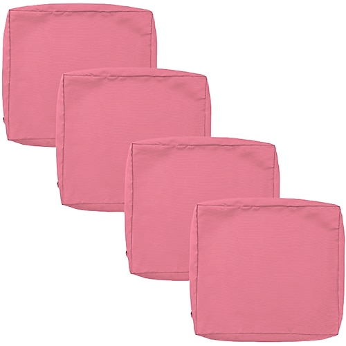 4 Stück wasserdichte Sitzkissenbezüge für den Außenbereich, Terrasse, Garten, gestreift, wasserabweisend, schlicht, quadratisch, Reißverschluss, traditionell, klassisch, einfarbig Image