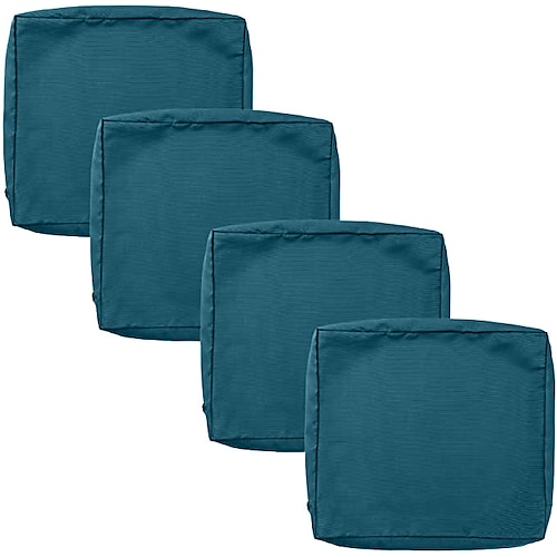 4 Stück wasserdichte Sitzkissenbezüge für den Außenbereich, Terrasse, Garten, gestreift, wasserabweisend, schlicht, quadratisch, Reißverschluss, traditionell, klassisch, einfarbig Image
