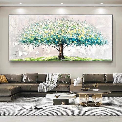 Mintura handgefertigte abstrakte Baum-Landschafts-Ölgemälde auf Leinwand, Wandkunst, Dekoration, moderne Bilder für Heimdekoration, gerolltes, rahmenloses, ungedehntes Gemälde